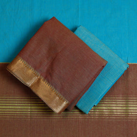 Buy 3pc Mangalagiri Cotton Suit Material Set with Zari Border Online at iTokri.com