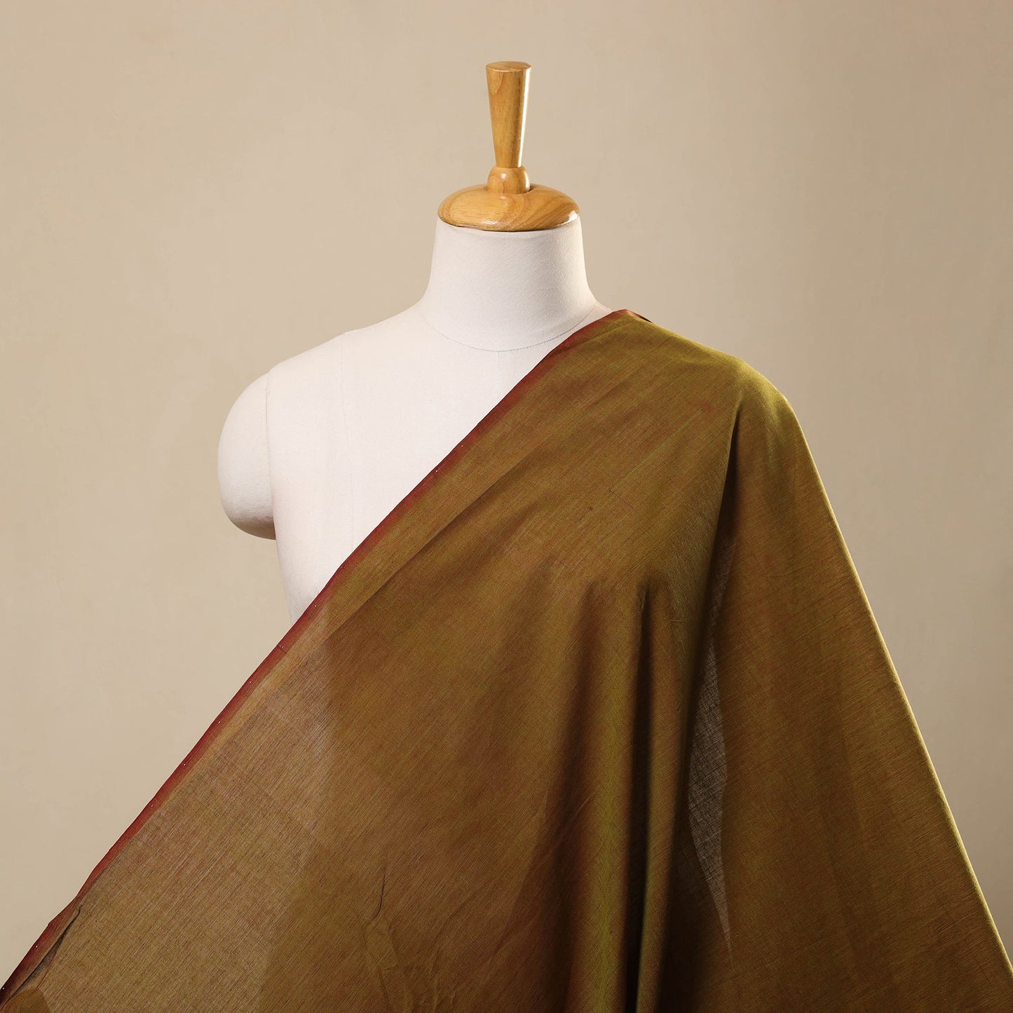 Brown Handloom Cotton Mangalagiri Fabric