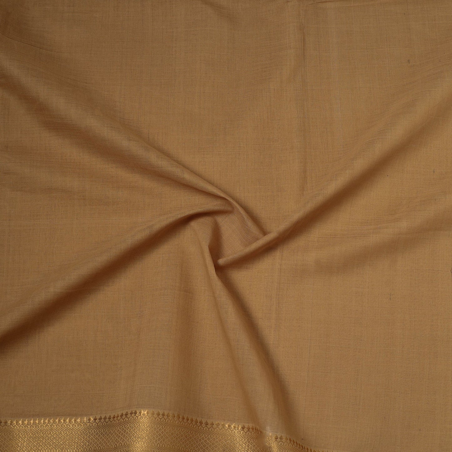 Brown - handloom cotton mangalagiri fabric with zari border