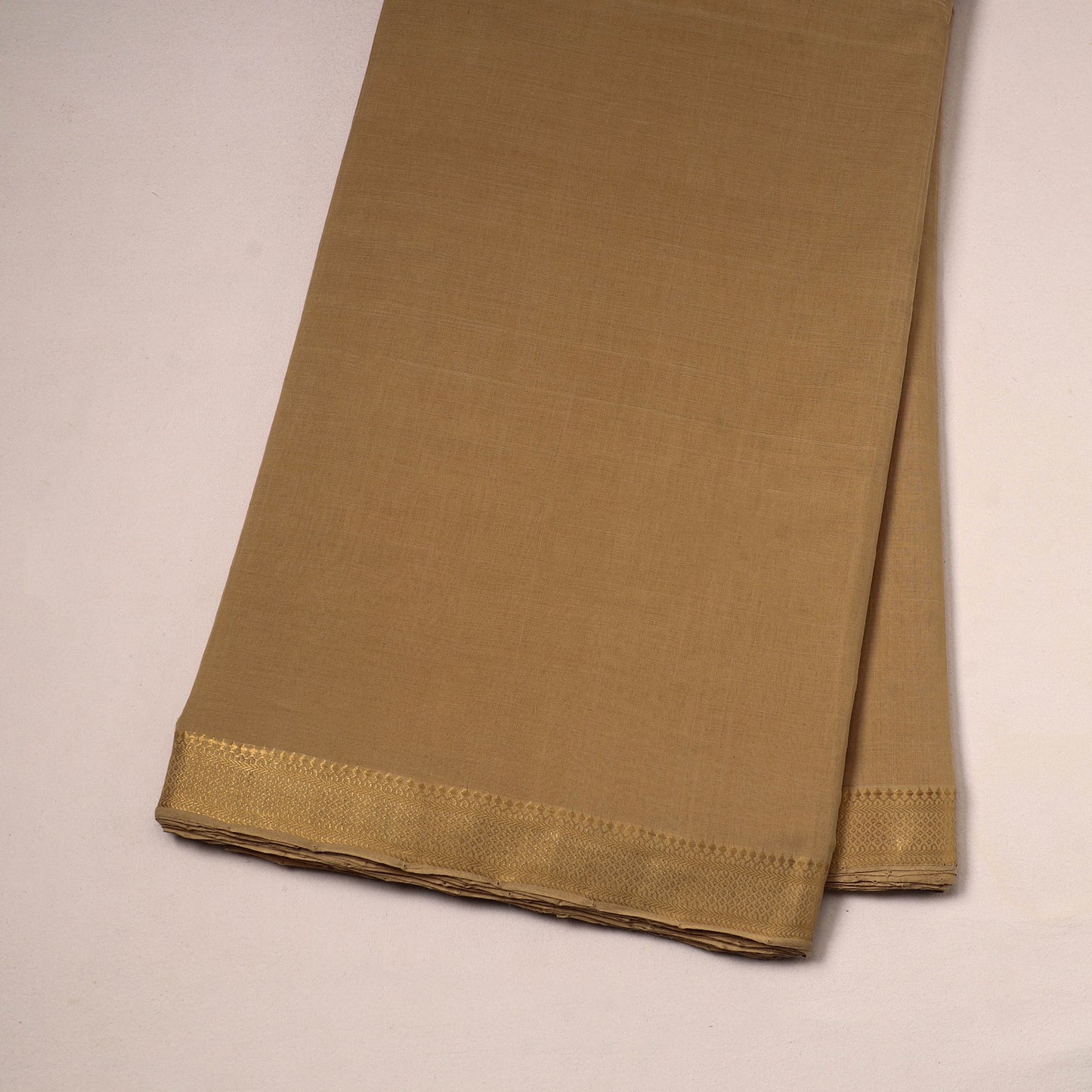 Brown - handloom cotton mangalagiri fabric with zari border