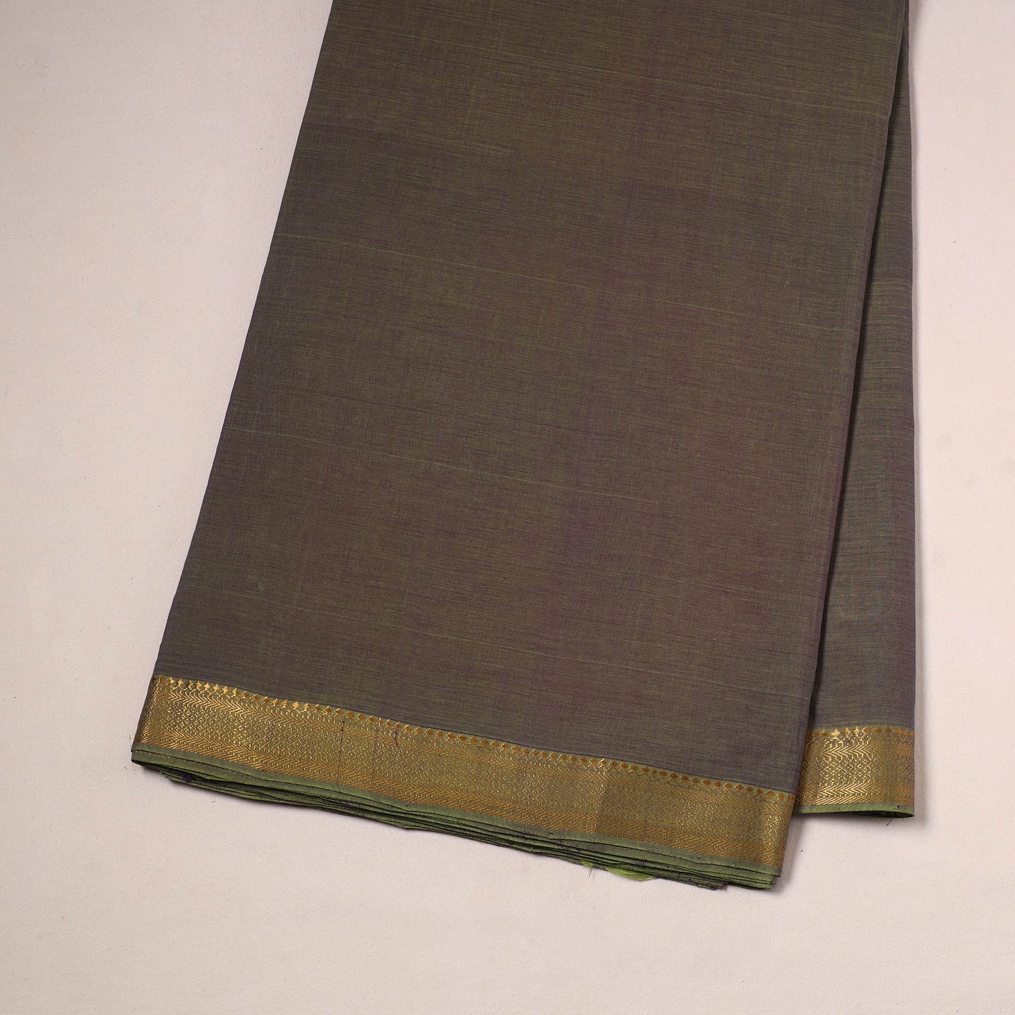 Brown - handloom cotton mangalagiri fabric with zari border