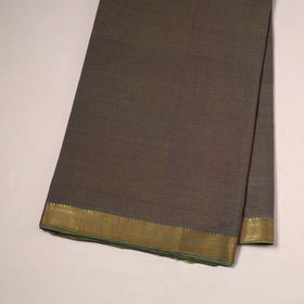 Brown - handloom cotton mangalagiri fabric with zari border