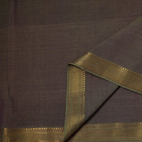 Brown - handloom cotton mangalagiri fabric with zari border