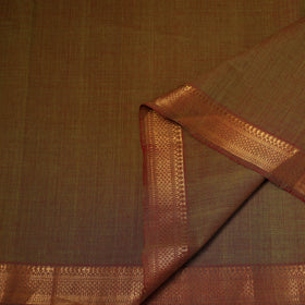 Brown - handloom cotton mangalagiri fabric with zari border