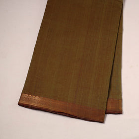 Brown - handloom cotton mangalagiri fabric with zari border
