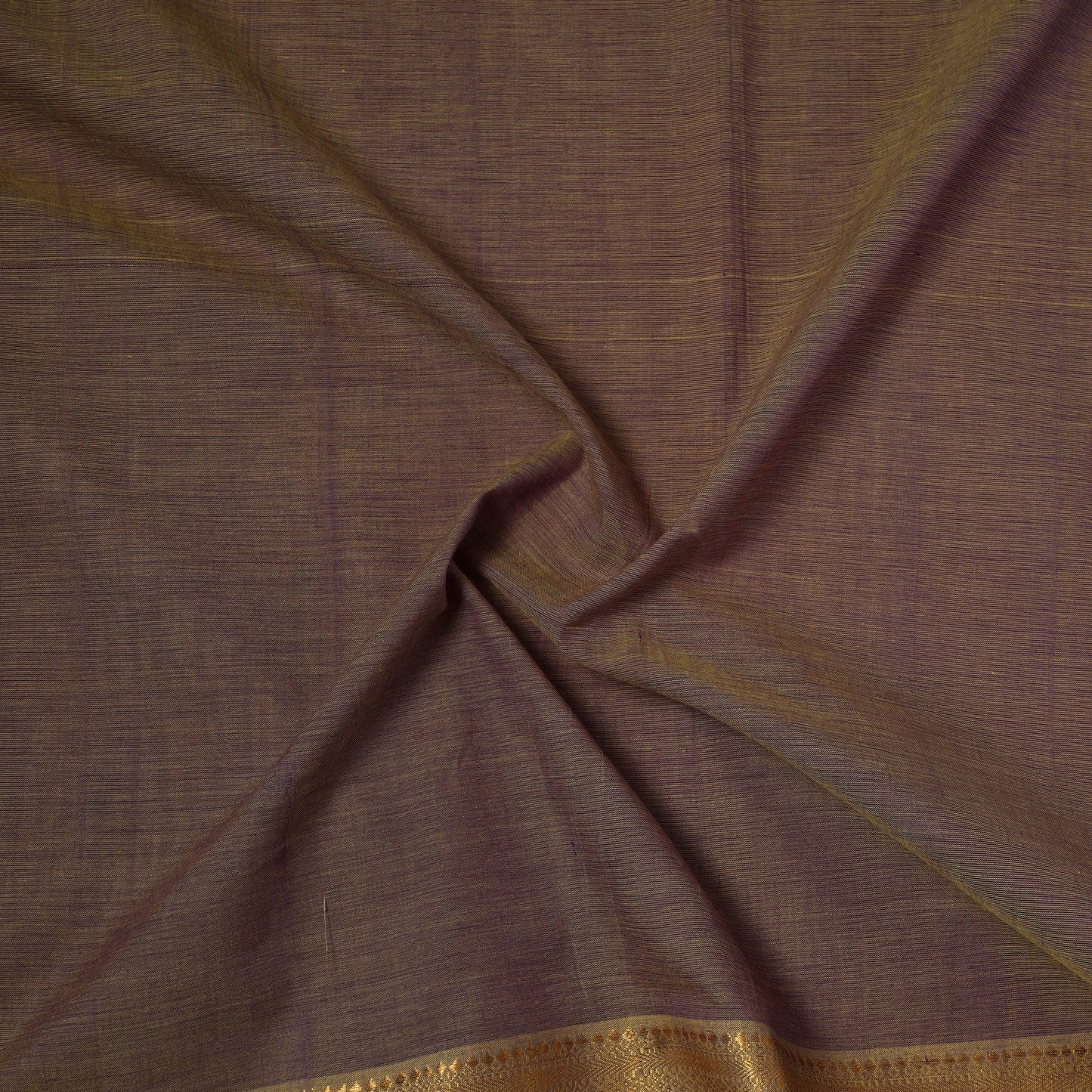 Brown - handloom cotton mangalagiri fabric with zari border