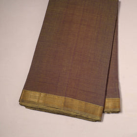Brown - handloom cotton mangalagiri fabric with zari border