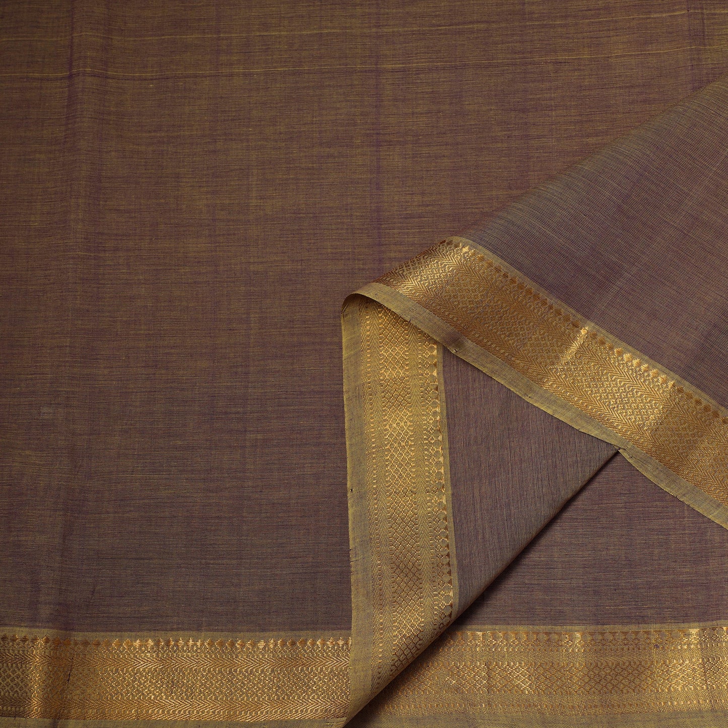 Brown - handloom cotton mangalagiri fabric with zari border