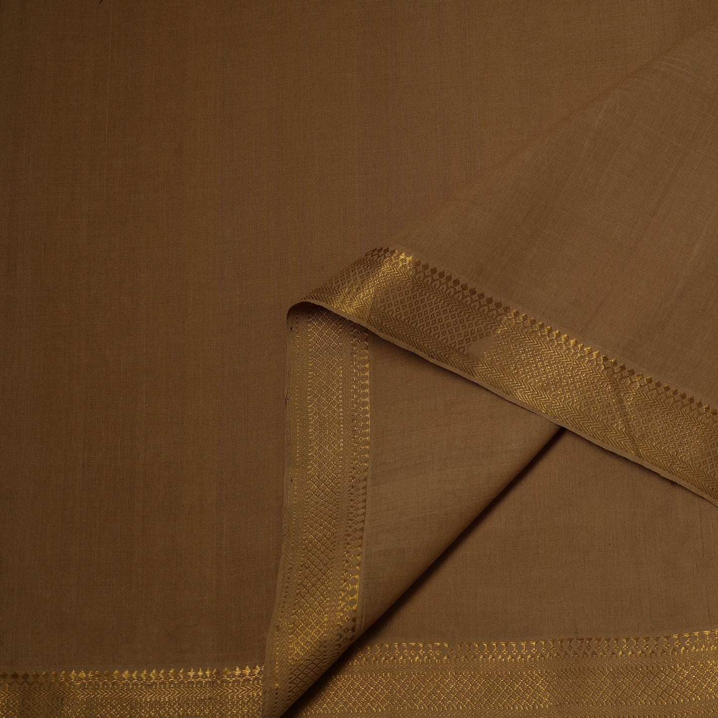 Brown - handloom cotton mangalagiri fabric with zari border
