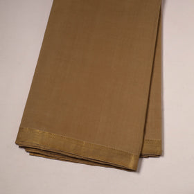 Brown - handloom cotton mangalagiri fabric with zari border