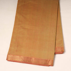 Brown - handloom cotton mangalagiri fabric with zari border