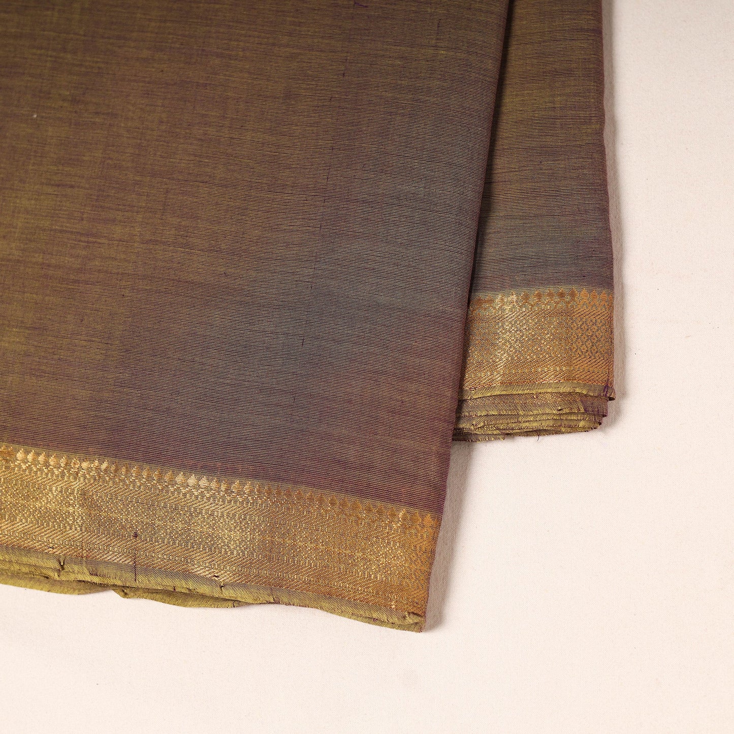 Brown - handloom cotton mangalagiri fabric with zari border