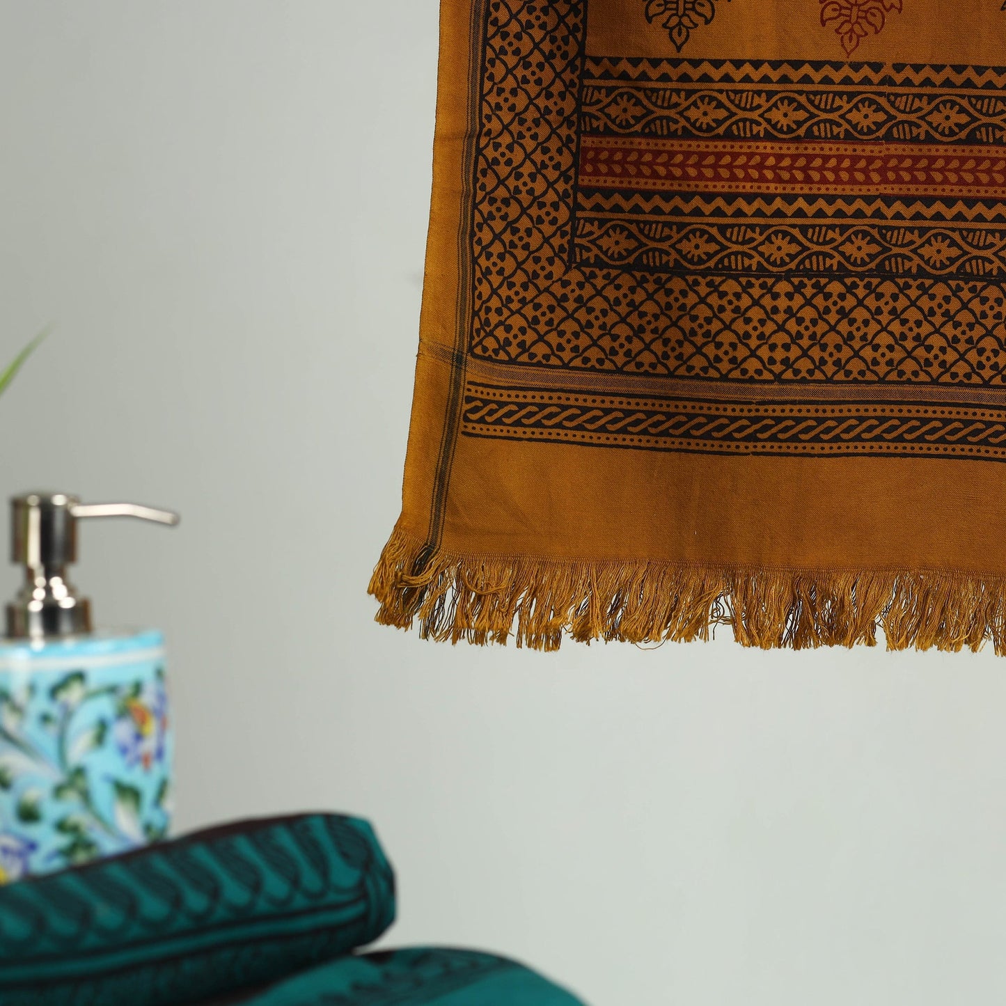 Brown Bagh Hand Block Print Cotton Handloom Towel