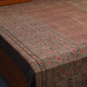 Brown Handloom Cotton Block Print Double Ajrakh Bed Sheet