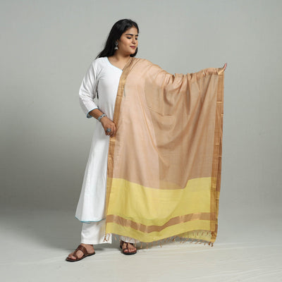 Brown - handloom cotton nizam zari border mangalagiri