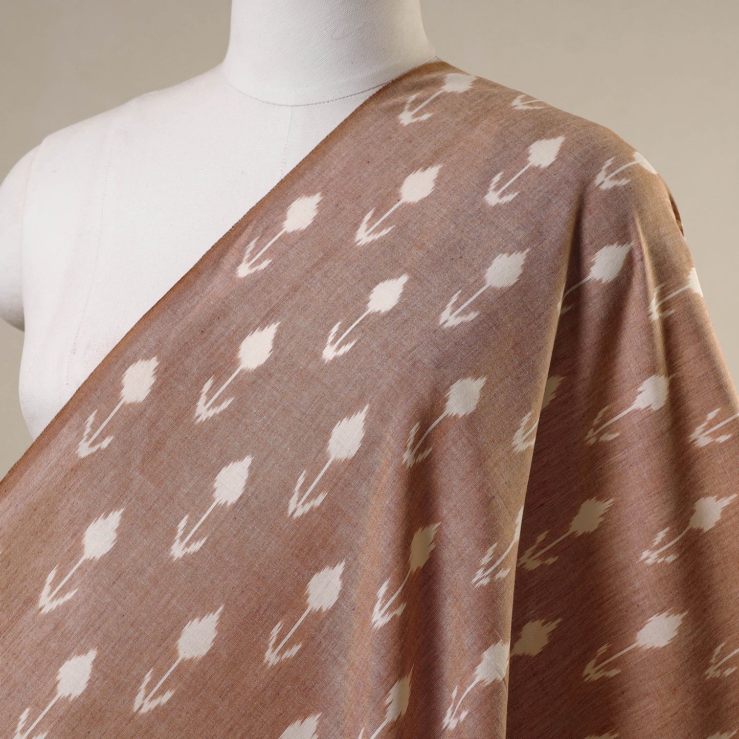 Brown - handloom cotton pochampally double ikat fabric 07