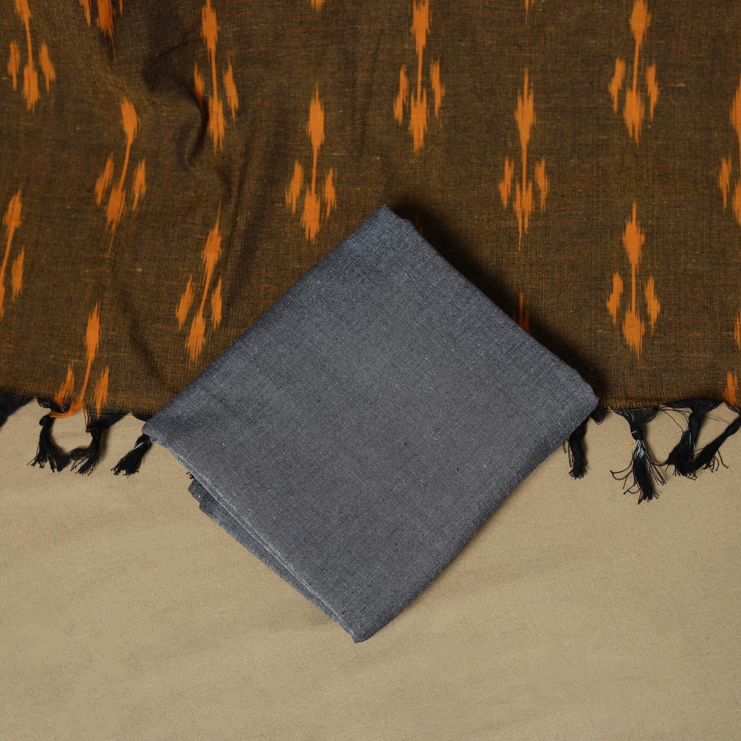 Handloom cotton pochampally ikat 3pc unstitched dress