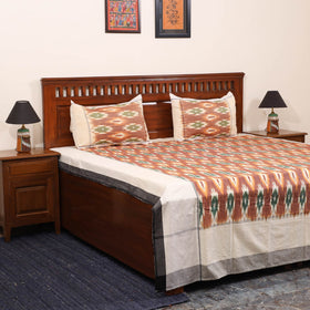Brown - handloom cotton pochampally ikat double bedsheet