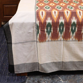 Brown - handloom cotton pochampally ikat double bedsheet