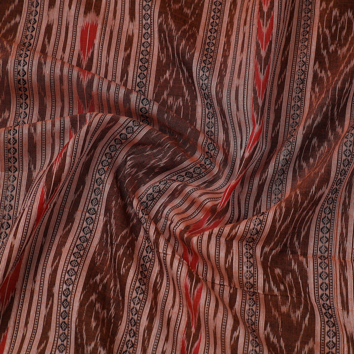 Brown Handloom Cotton Sambalpuri Ikat Fabric