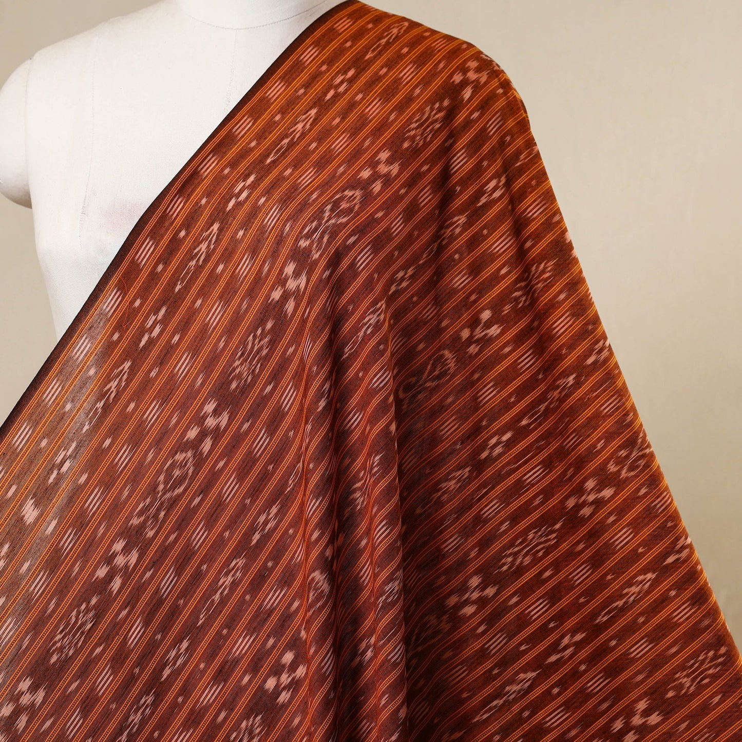 Brown - handloom cotton sambalpuri ikat fabric 33