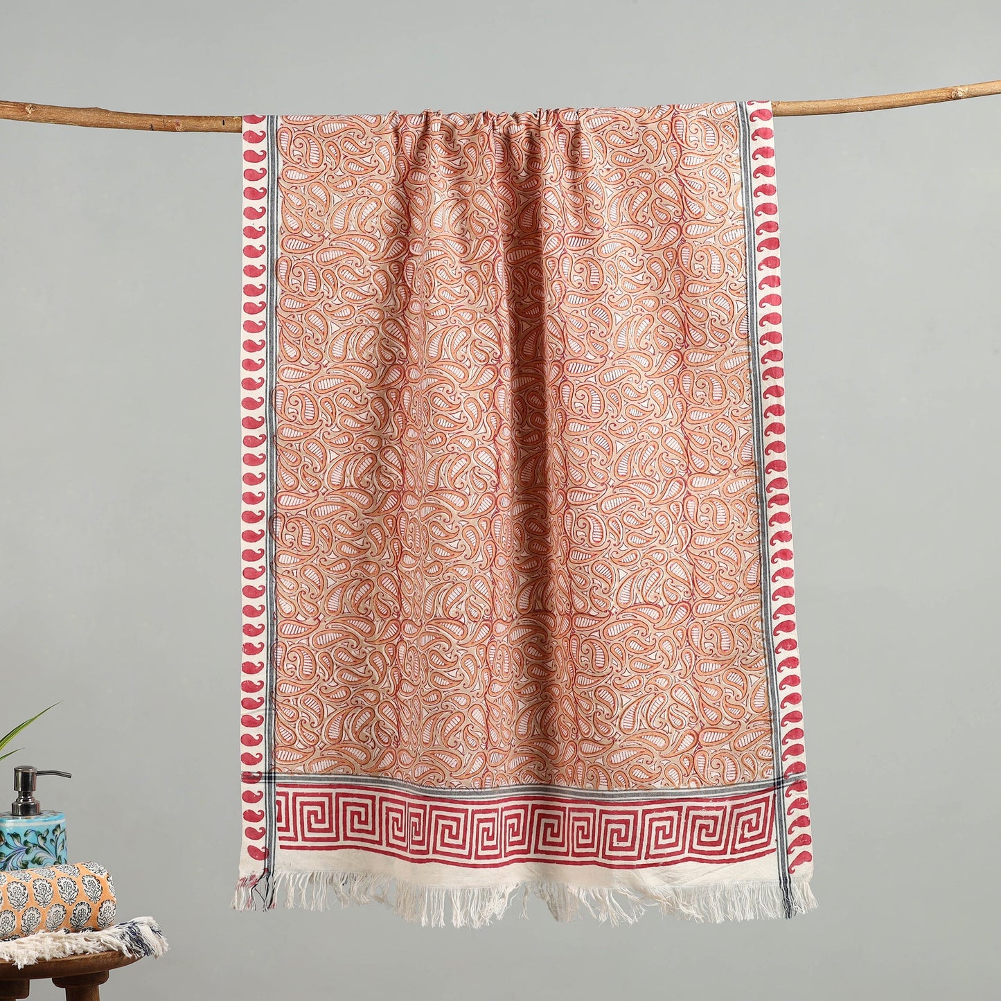 Brown - handloom cotton sanganeri towel 21 - handcrafted