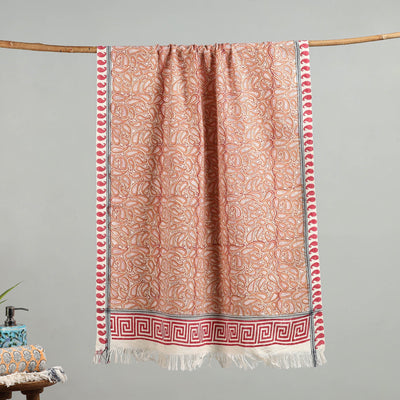 Brown - handloom cotton sanganeri towel 21 - handcrafted