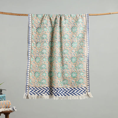 Brown - handloom cotton sanganeri towel 22 - handcrafted