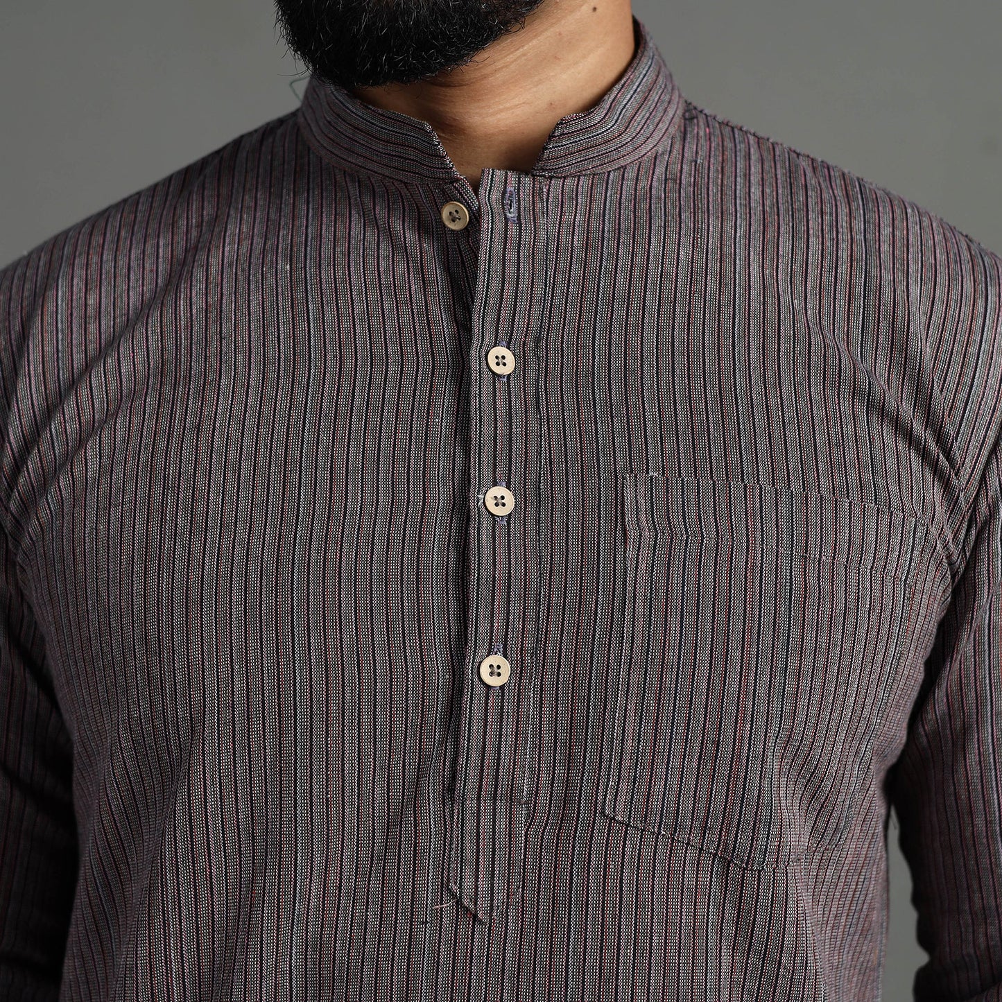 Buy Handloom Cotton Stripe Men Short Kurta Online at iTokri.com