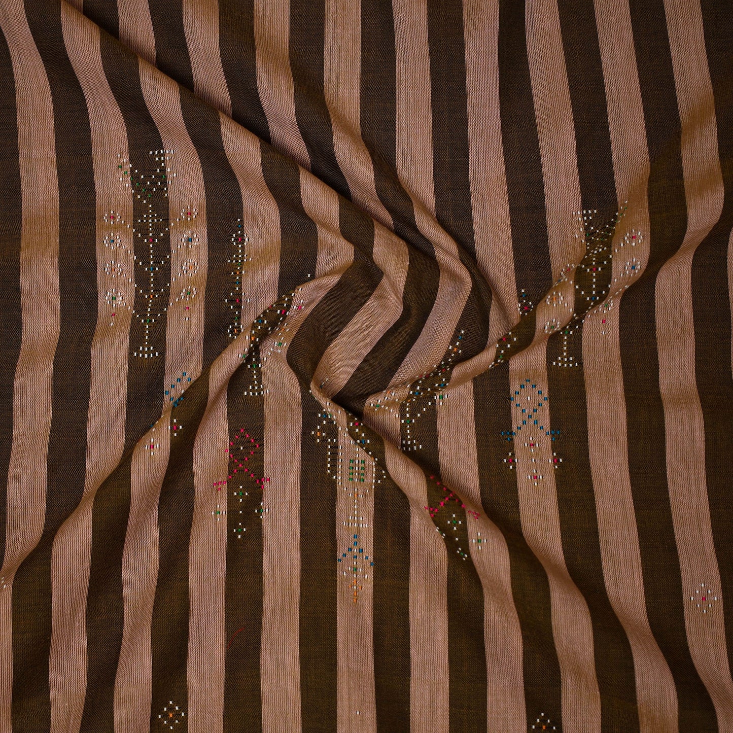 Brown Handloom Cotton Tangaliya Kurta Material (3M)