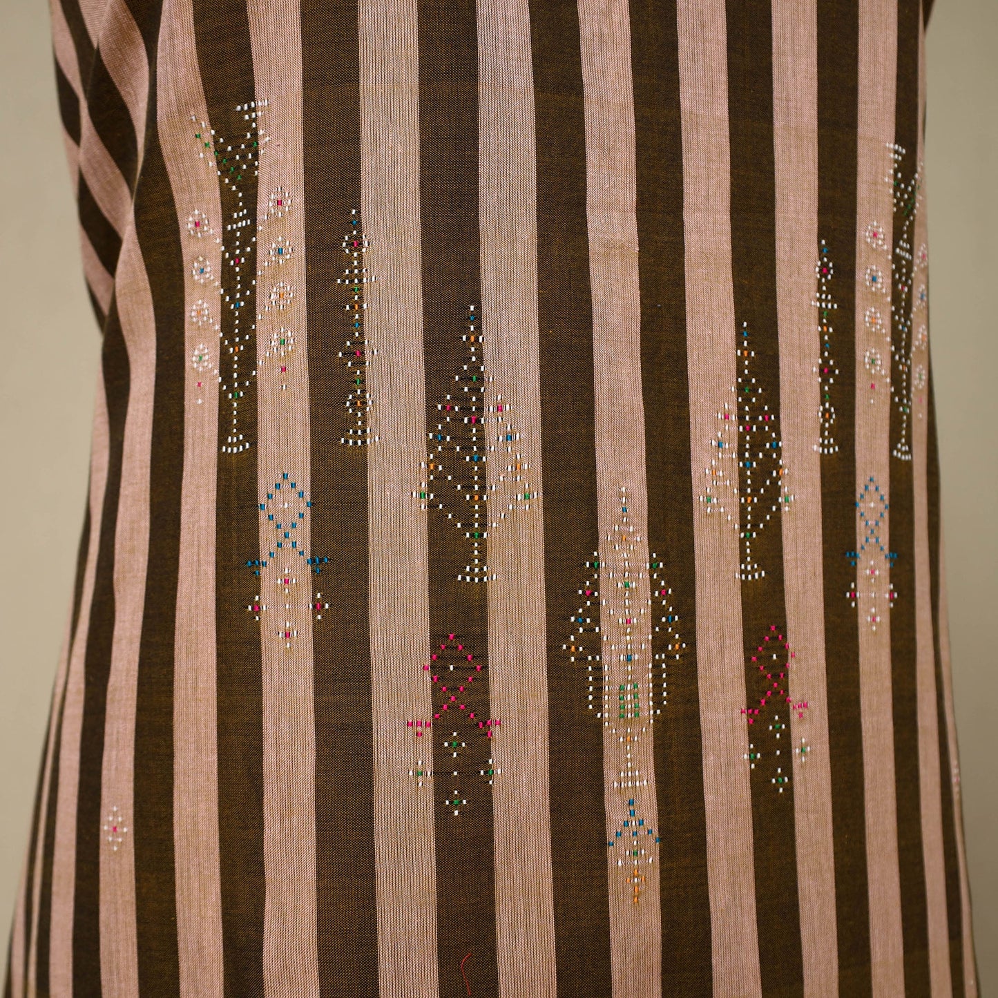 Brown Handloom Cotton Tangaliya Kurta Material (3M)