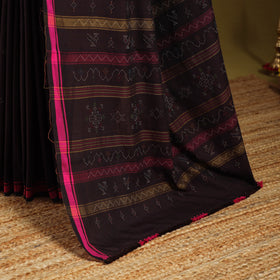 Brown - handloom cotton tangaliya saree with tassels 07