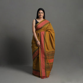 Brown - handloom cotton thread border kanchipuram saree 11