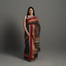 Black - handloom cotton thread border kanchipuram saree 21