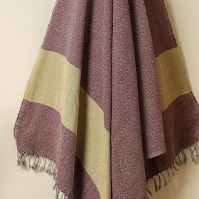 Brown - Handloom Cotton Towel with Tassels from Bijnor by Nizam