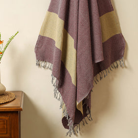 Brown - Handloom Cotton Towel with Tassels from Bijnor by Nizam