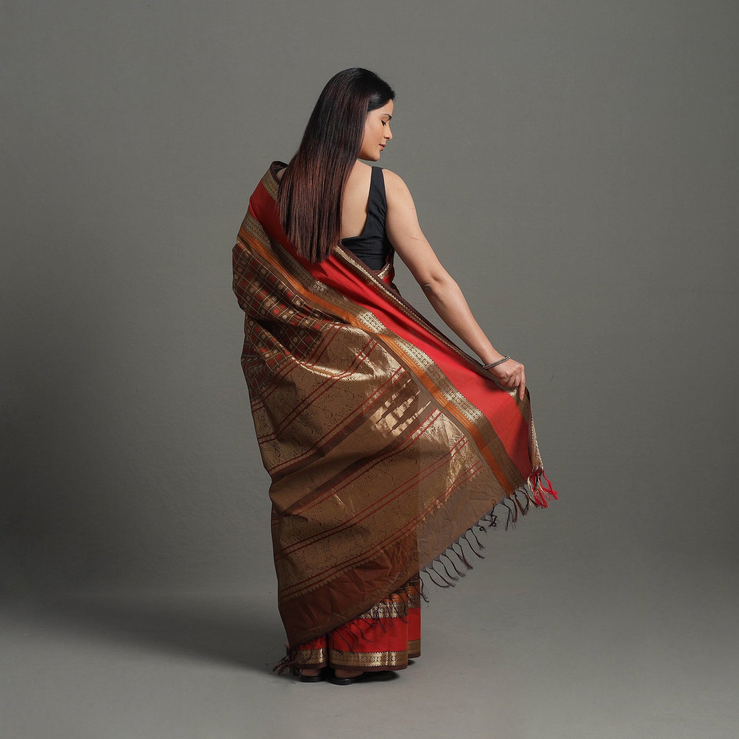  Handloom Cotton Zari Border Kanchipuram Saree Online