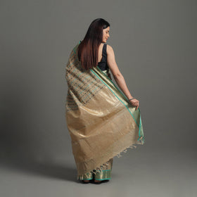 Brown - handloom cotton zari border kanchipuram saree 26