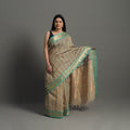 Brown - handloom cotton zari border kanchipuram saree 26