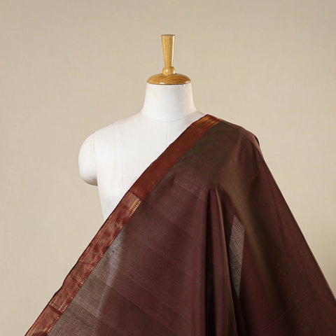 Brown - handloom cotton zari border mangalagiri fabric 04