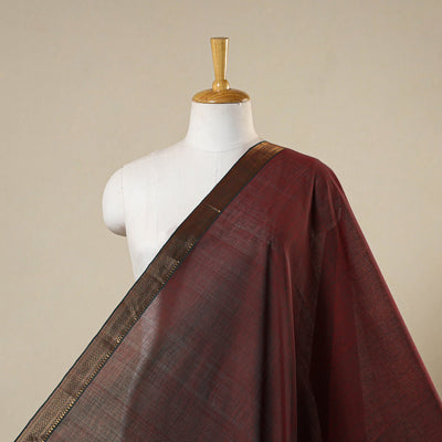 Brown - handloom cotton zari border mangalagiri fabric 19