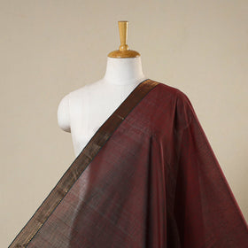 Brown - handloom cotton zari border mangalagiri fabric 19