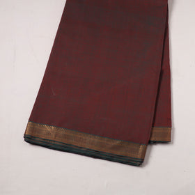 Brown - handloom cotton zari border mangalagiri fabric 19
