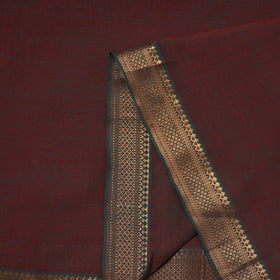 Brown - handloom cotton zari border mangalagiri fabric 19