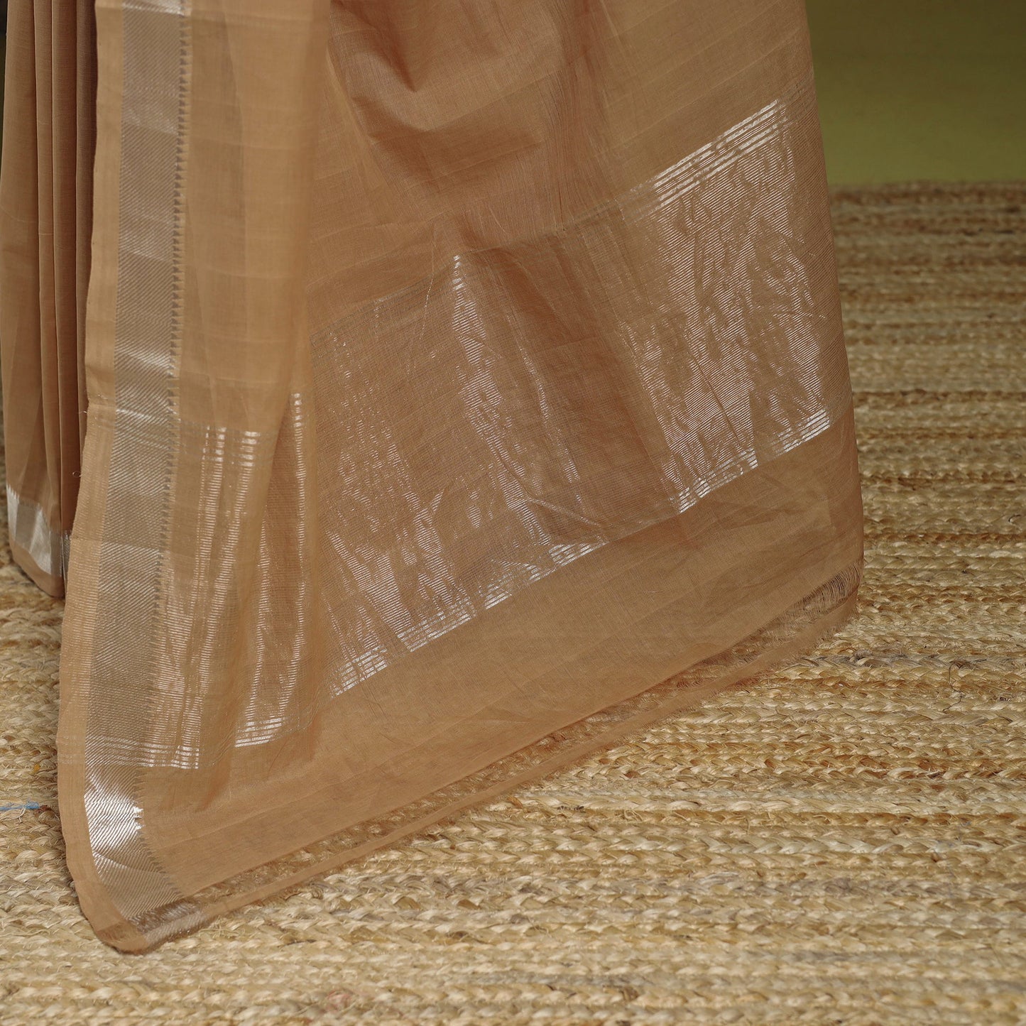 Brown - handloom cotton zari border mangalagiri saree 17