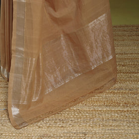 Brown - handloom cotton zari border mangalagiri saree 17