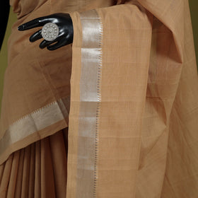 Brown - handloom cotton zari border mangalagiri saree 17