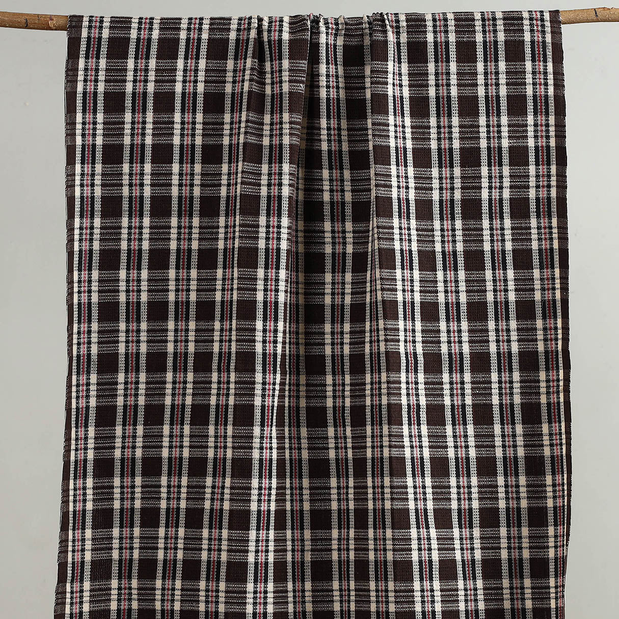 Brown - handloom fine cotton checks bath towel 34