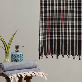 Brown - handloom fine cotton checks bath towel 34