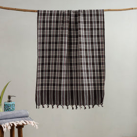 Brown - handloom fine cotton checks bath towel 34